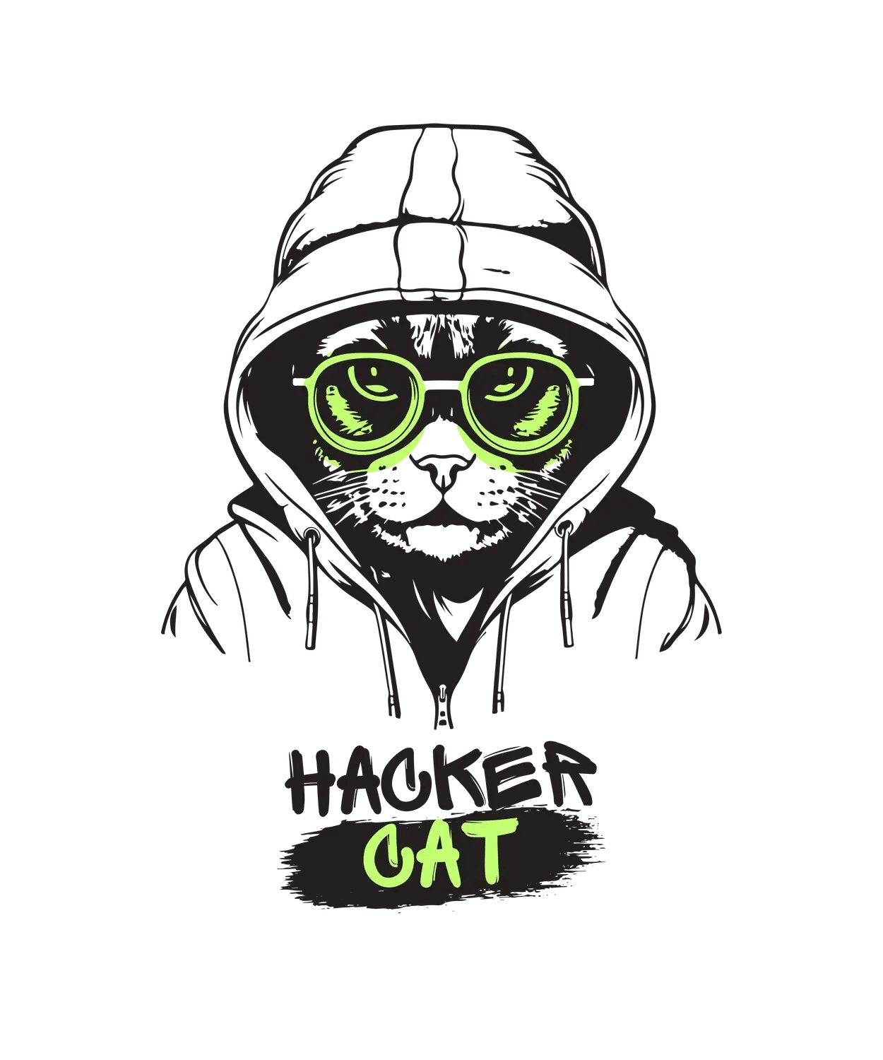Hacker Cat - DTF Ready to Press (original)