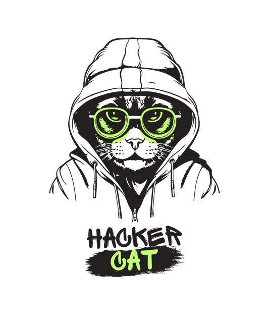 Hacker Cat - DTF Ready to Press - Heat Press Transfer