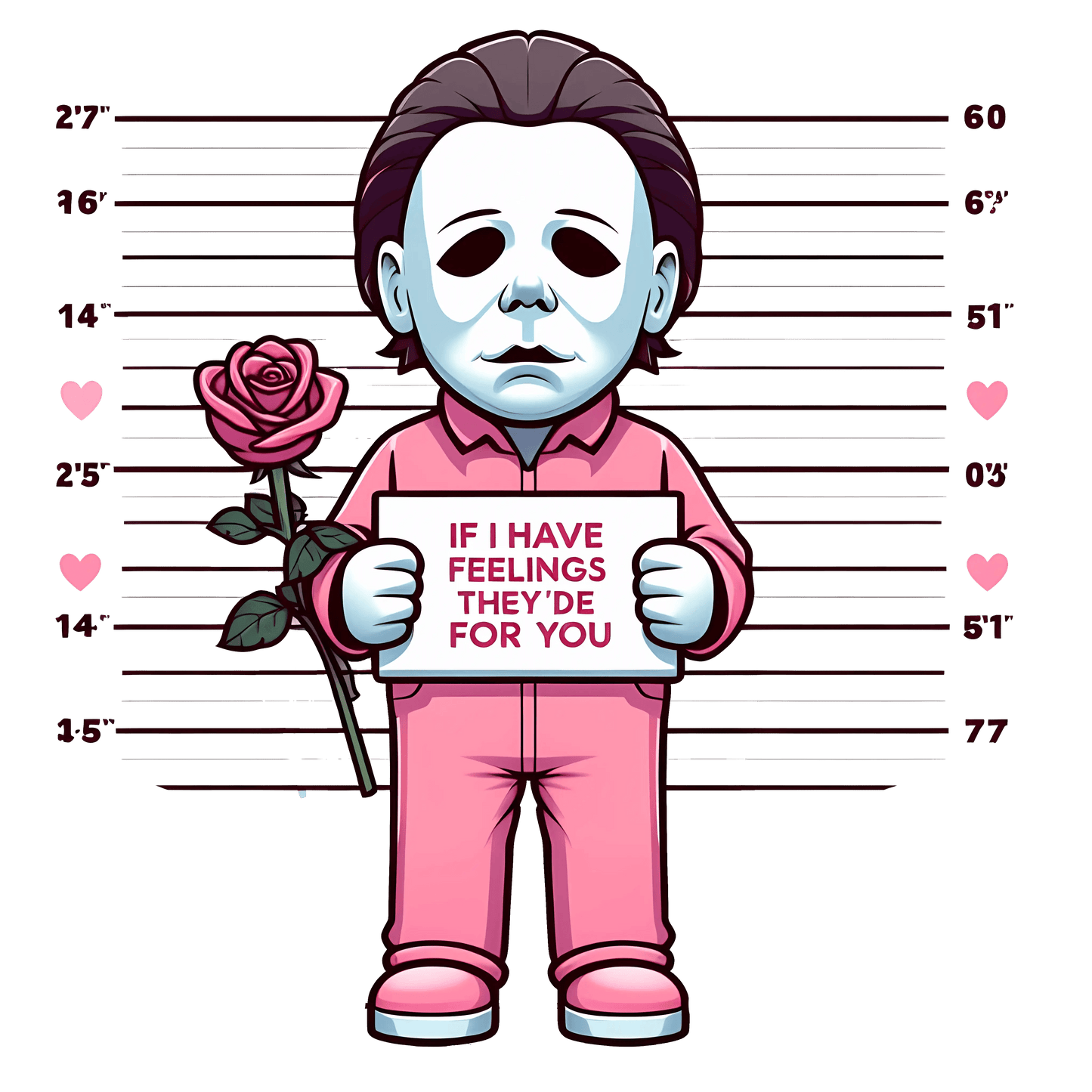 Halloween Michael Myers If I Feelings They'de For You Valentine's Day Design - DTF Ready To Press - Heat Press Transfer