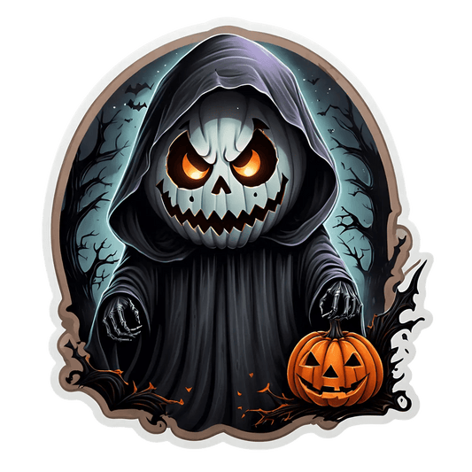 Halloween Pumpkin Sticker - Spooky Reaper Theme - Heat Press Transfer