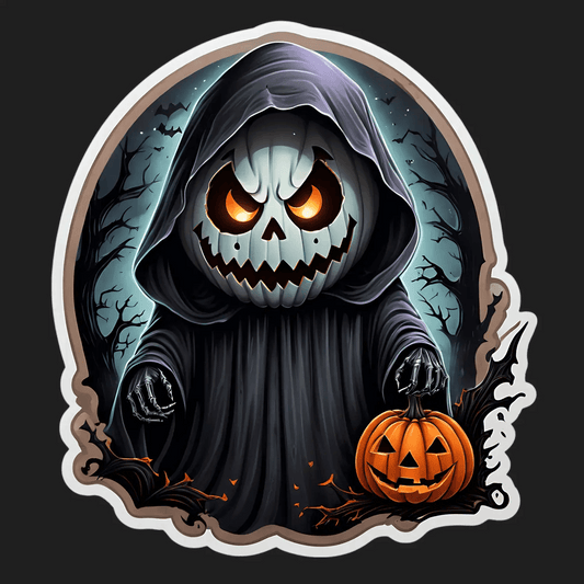 Halloween Pumpkin Sticker - Spooky Reaper Theme - Heat Press Transfer
