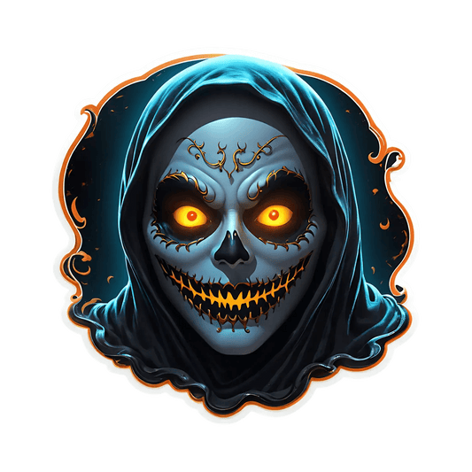 Halloween Skull Sticker - Glowing Eyes & Smirk - Heat Press Transfer