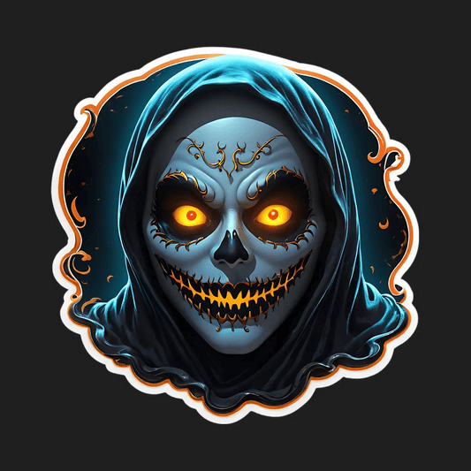 Halloween Skull Sticker - Glowing Eyes & Smirk - Heat Press Transfer