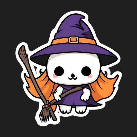 Halloween Cat - Witch Sticker - Heat Press Transfer
