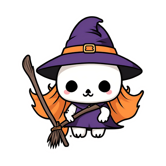 Halloween Cat - Witch Sticker - Heat Press Transfer