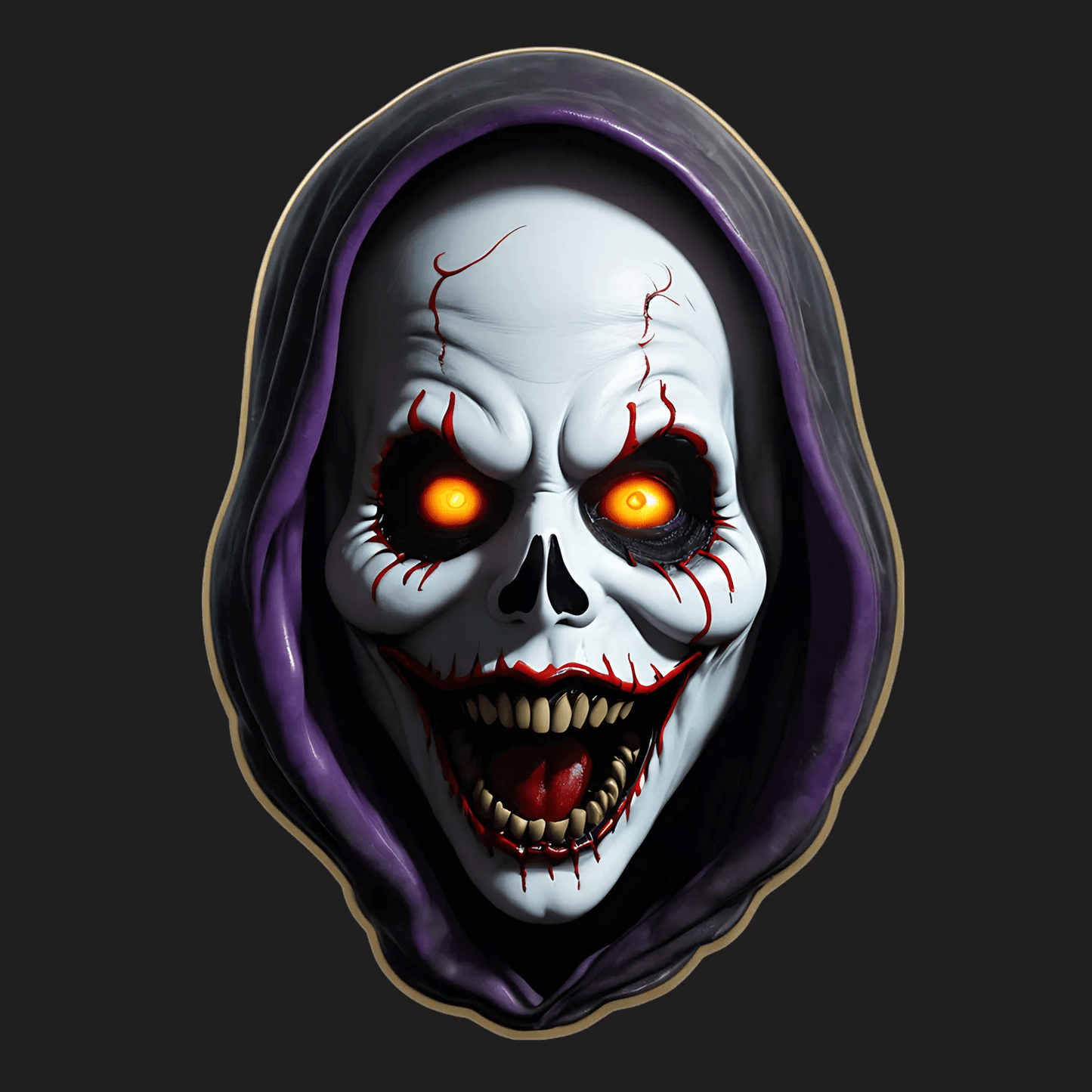 Halloween Skull - Sticker with Glowing Eyes - Heat Press Transfer