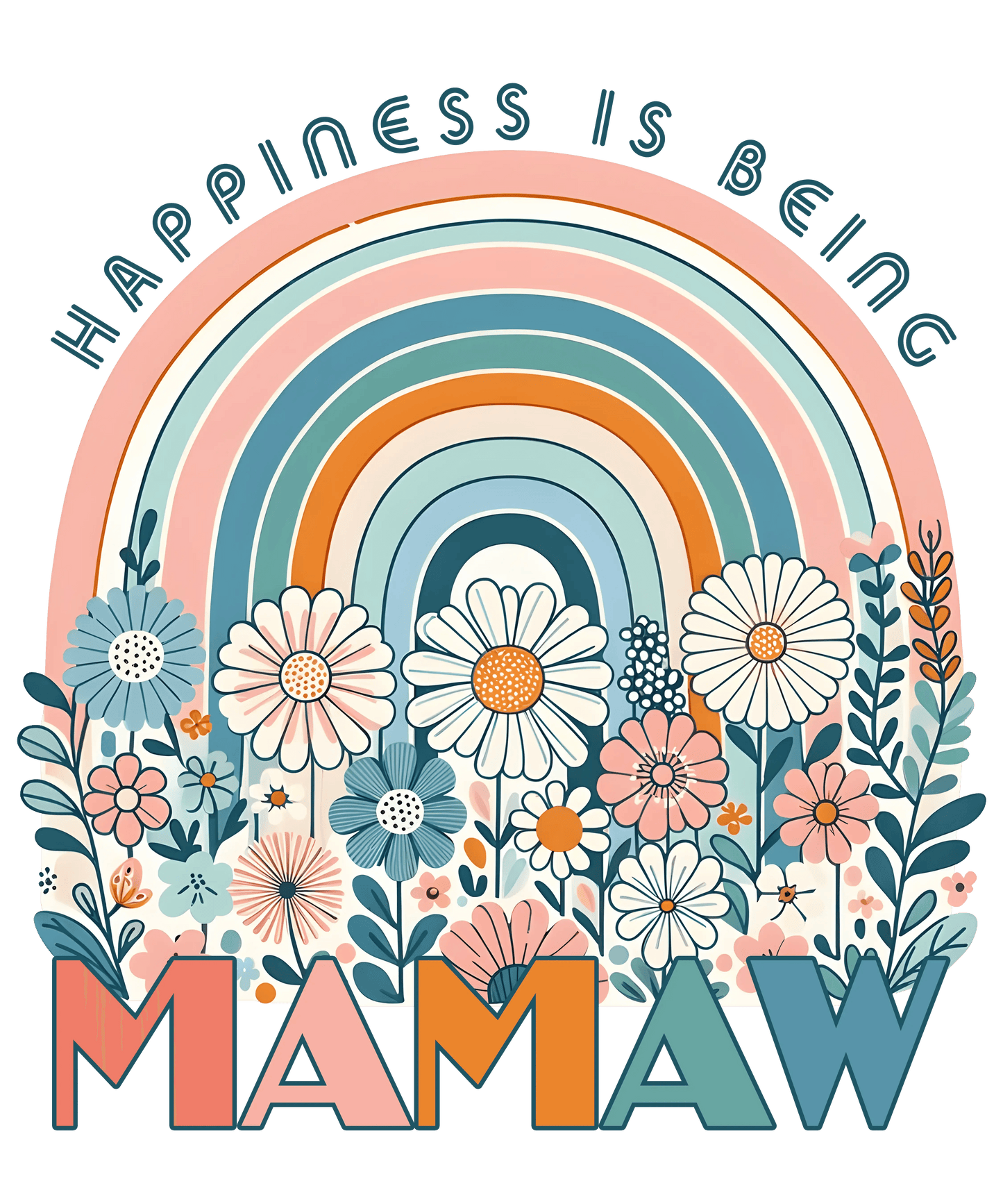 Happines Is Being MamawDesign - DTF Ready To Press - Heat Press Transfer