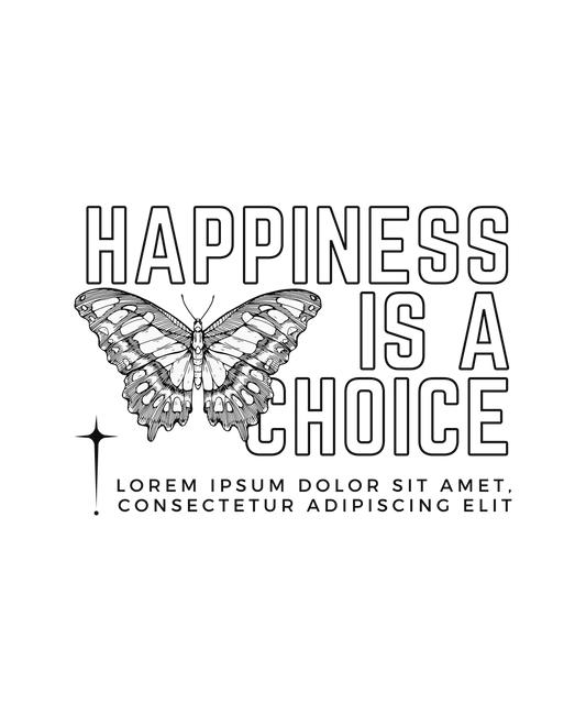 Happiness Butterfly - DTF Ready to Press - Heat Press Transfer