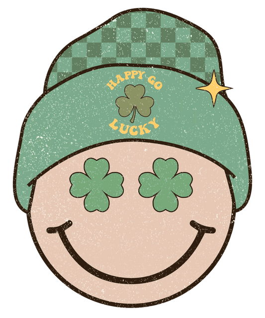 Happy Go Lucky Smile Saint Patrick's Day Design - DTF Ready To Press - Heat Press Transfer