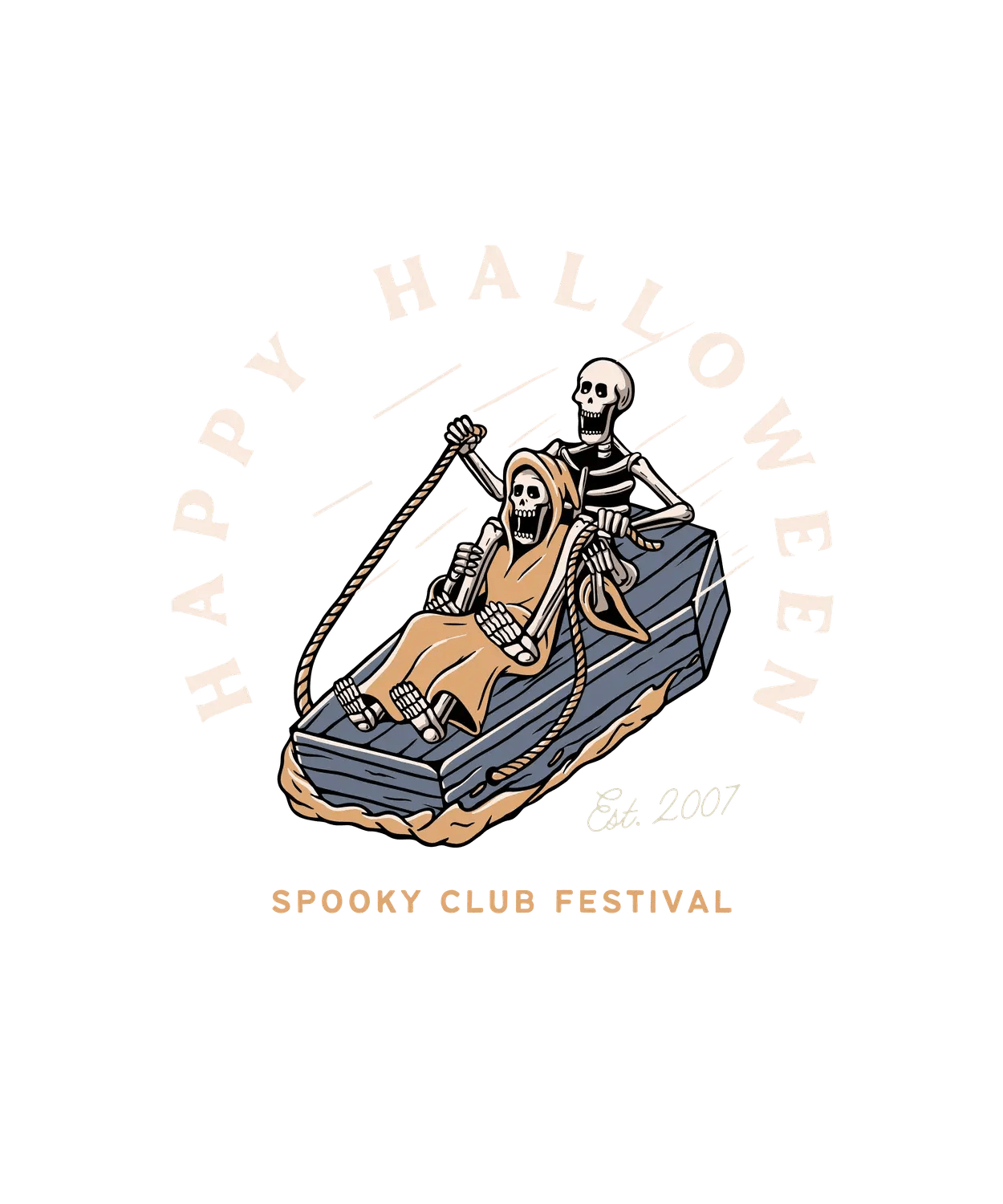 Happy Halloween Skeleton - DTF Ready to Press - Heat Press Transfer