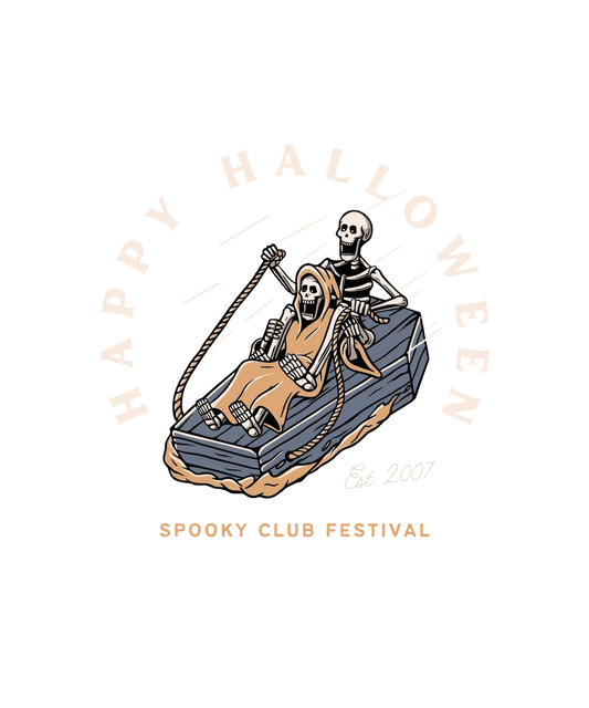 Happy Halloween Skeleton - DTF Ready to Press - Heat Press Transfer