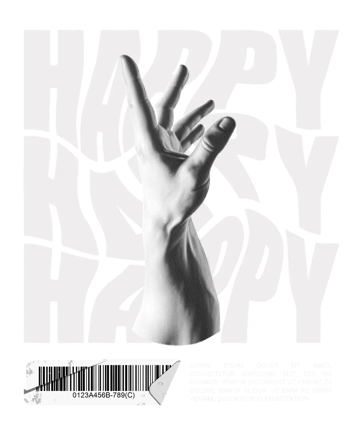 Happy Hand Pose - DTF Ready to Press - Heat Press Transfer