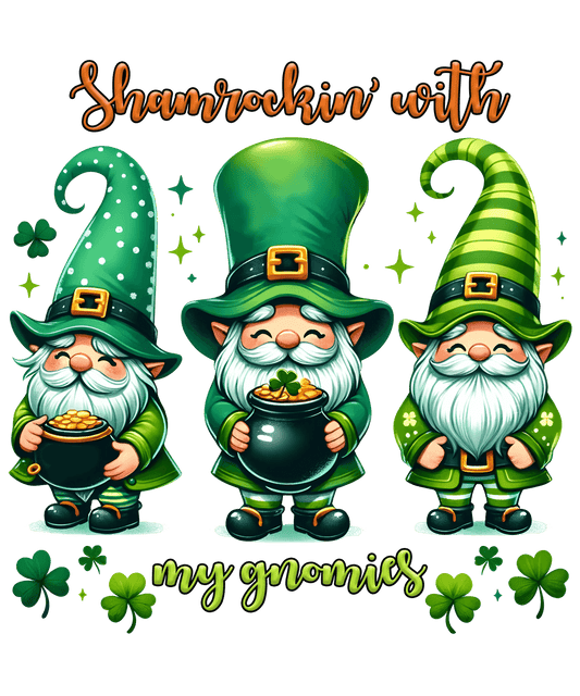 Happy Patrick's Day Cute Gnomies Design - DTF Ready To Press - Heat Press Transfer