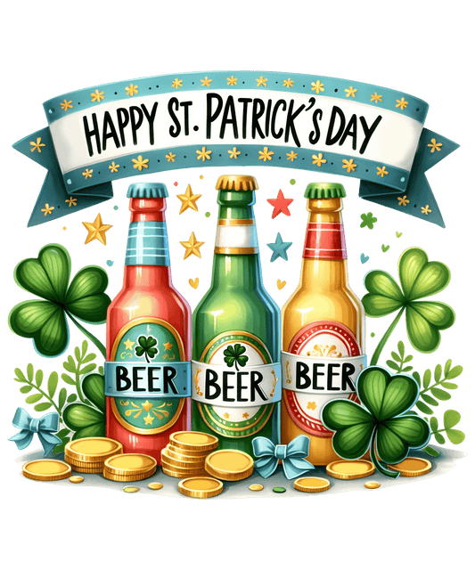 Happy ST. Patrick's Day Beer Design- DTF Ready To Press - Heat Press Transfer