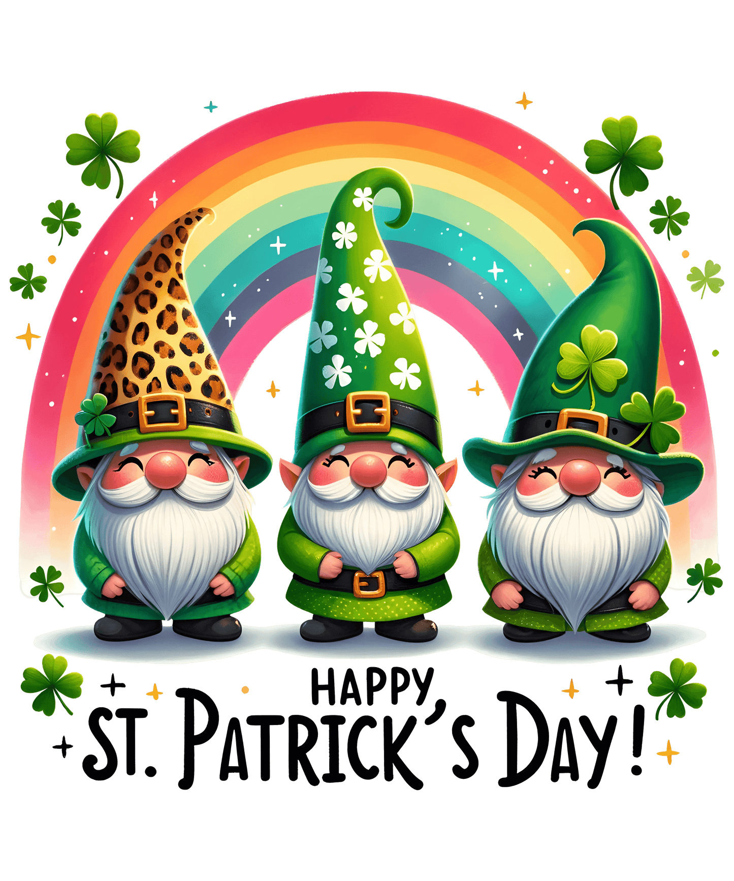 Happy ST. Patrick's Day Irish Gnome Design - DTF Ready To Press - Heat Press Transfer