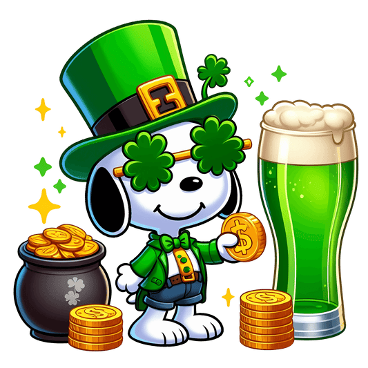 Happy Saint Patrick's Day Snoopy Iconic Cartoon Dog Design - DTF Ready To Press - Heat Press Transfer