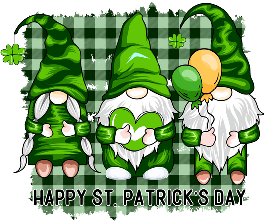 Happy Saint Patricks Day Gnomes Design - DTF Ready To Press - Heat Press Transfer