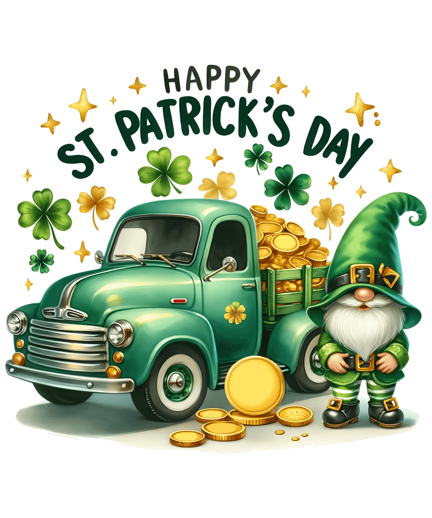 Happy St. Patrick's Day Cool Gnome Design - DTF Ready To Press - Heat Press Transfer