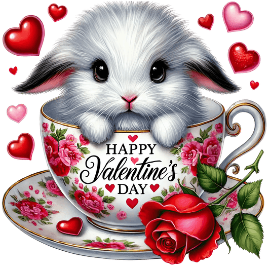 Happy Valentine's Day Bunny Design | DTF Center - Heat Press Transfer