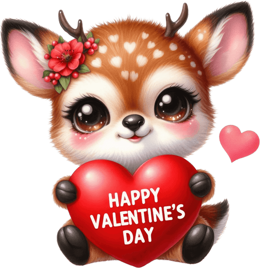 Happy Valentine's Day Deer Design - DTF Ready To Press - Heat Press Transfer