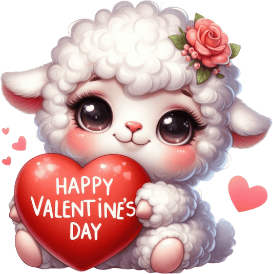 Happy Valentine's Day Sheep Design - DTF Ready To Press - Heat Press Transfer