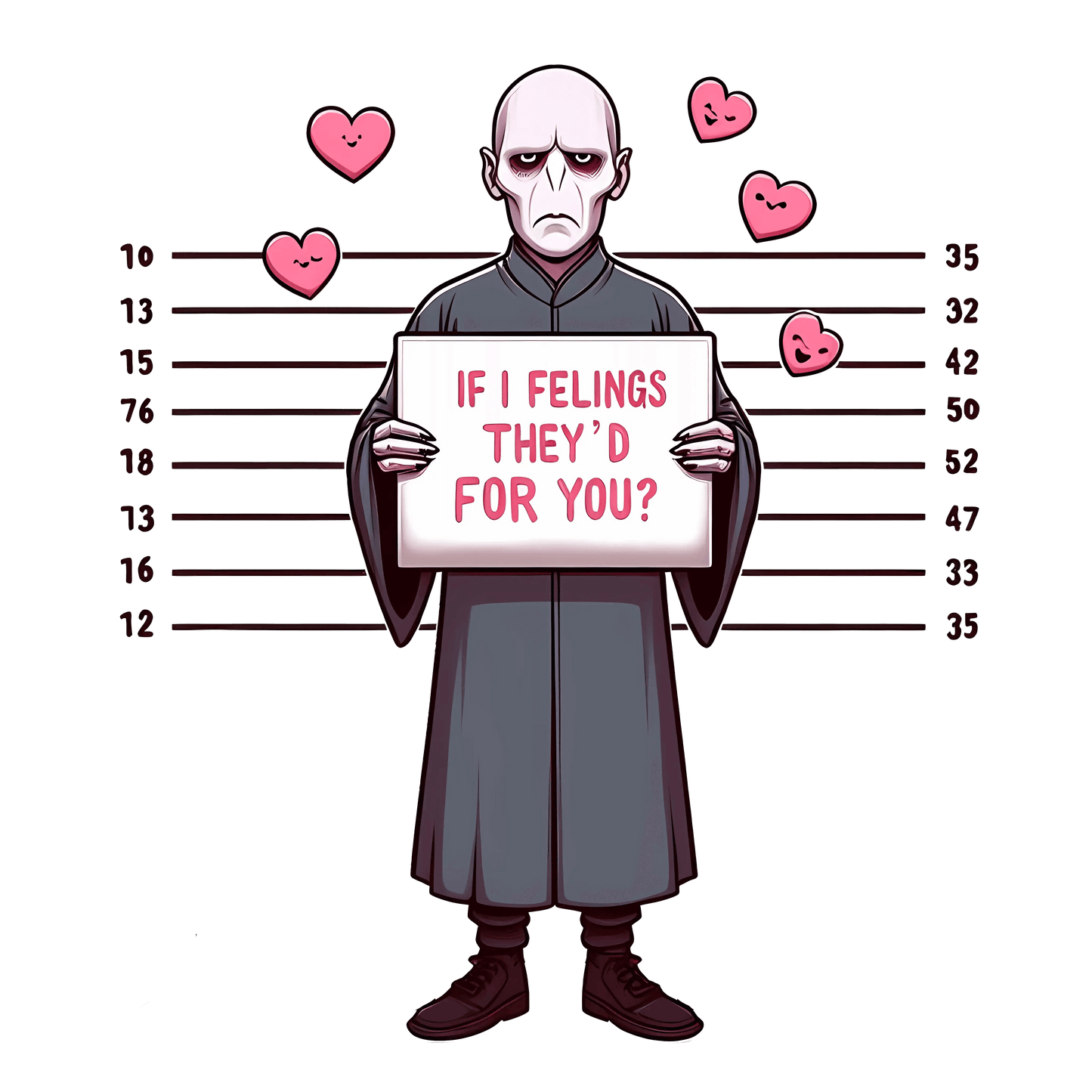 Harry Potter Voldemort If I Felings They'd For You Valentine's Day Design - DTF Ready To Press - Heat Press Transfer