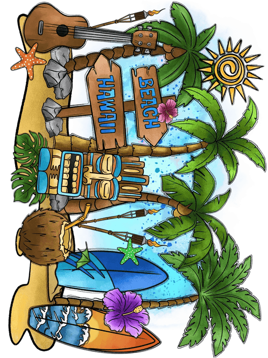 Hawaii Beach Tiki - DTF Ready to Press - Heat Press Transfer