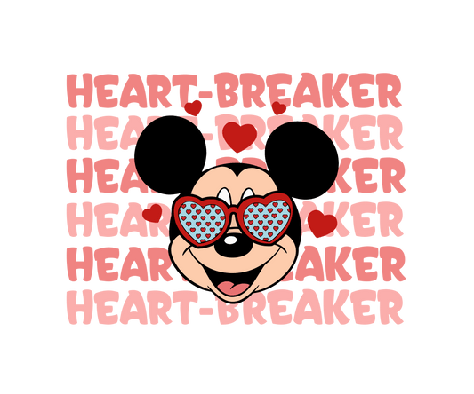 Heart Breaker Mickey Mouse Valentine's Day Design - DTF Ready To Press - Heat Press Transfer