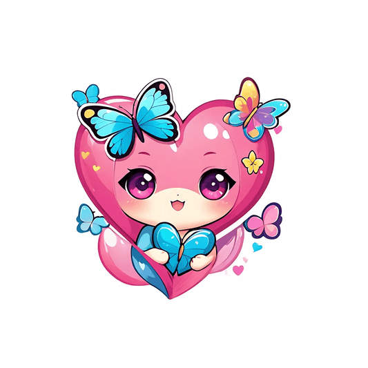 Heart Butterfly - Cute Sticker - Heat Press Transfer