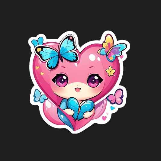 Heart Butterfly - Cute Sticker - Heat Press Transfer