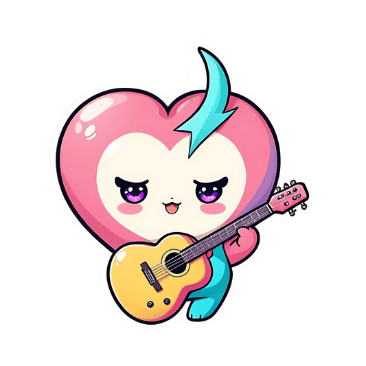 Heart Guitar - Cute Sticker - Heat Press Transfer