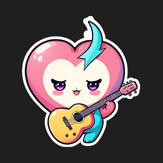 Heart Guitar - Cute Sticker - Heat Press Transfer