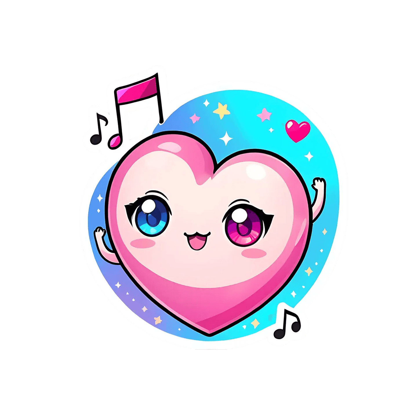 Heart Music UV Sticker - Cute Kawaii Style - Heat Press Transfer
