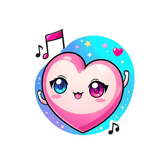 Heart Music UV Sticker - Cute Kawaii Style - Heat Press Transfer