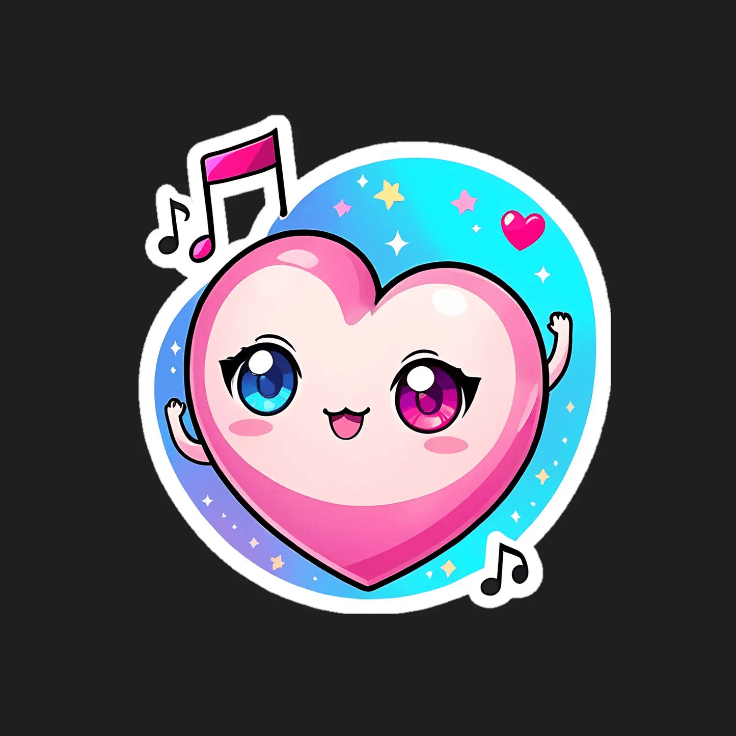 Heart Music UV Sticker - Cute Kawaii Style - Heat Press Transfer