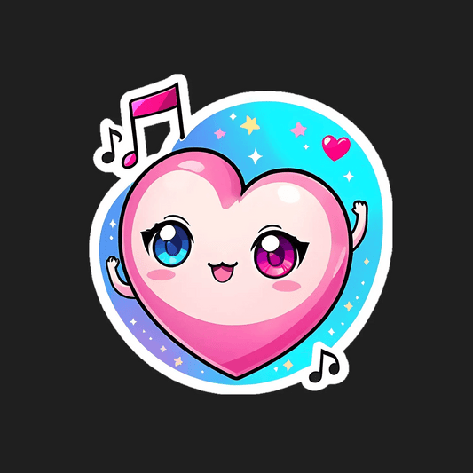 Heart Music UV Sticker - Cute Kawaii Style - Heat Press Transfer