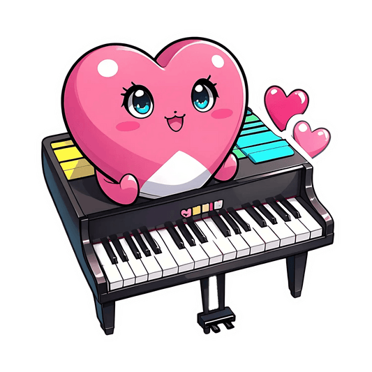 Heart Piano Hybrid - Sticker - Heat Press Transfer