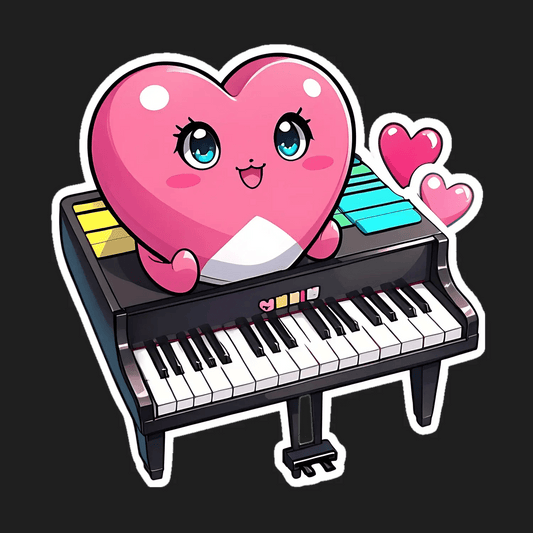 Heart Piano Hybrid - Sticker - Heat Press Transfer