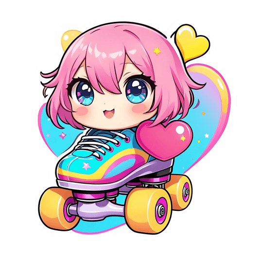 Heart Roller Girl Sticker - UV DTF Decal - Heat Press Transfer