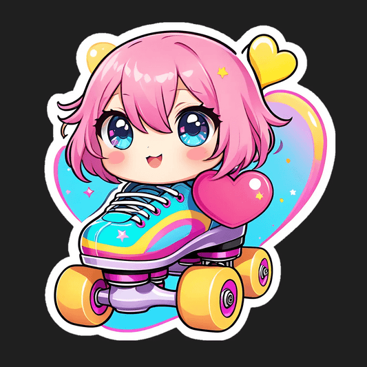Heart Roller Girl Sticker - UV DTF Decal - Heat Press Transfer