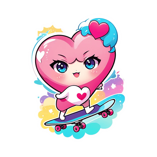 Heart Skater - Cute Sticker - Heat Press Transfer