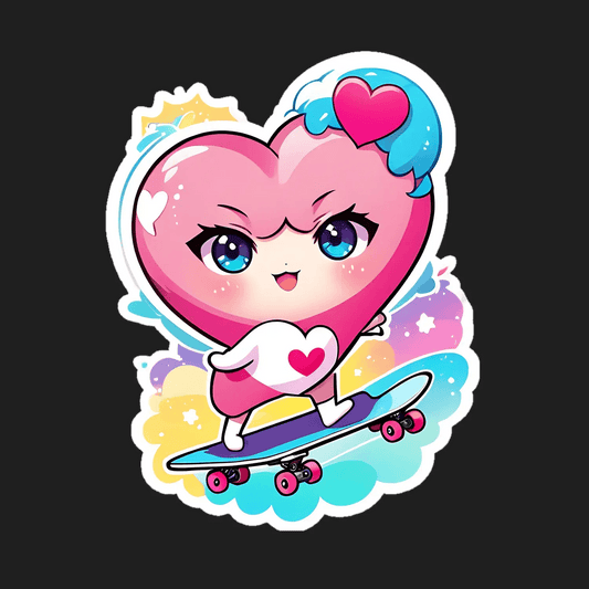 Heart Skater - Cute Sticker - Heat Press Transfer