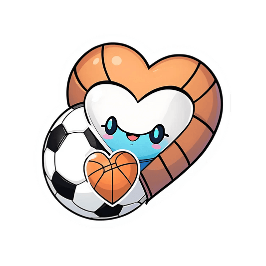 Heart Sports - Cute Sports Sticker - Heat Press Transfer