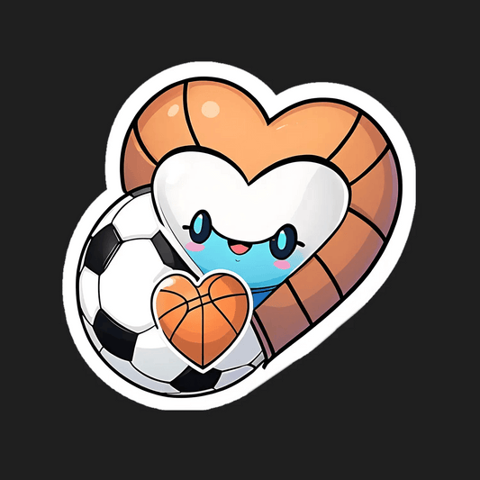 Heart Sports - Cute Sports Sticker - Heat Press Transfer