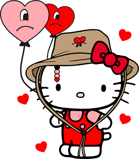 Hello Kitty And Bad Bunny Couple Valentine's Day Design - DTF Ready To Press - Heat Press Transfer