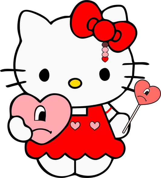 Hello Kitty And Bad Bunny Love More Valentine's Day Design - DTF Ready To Press - Heat Press Transfer