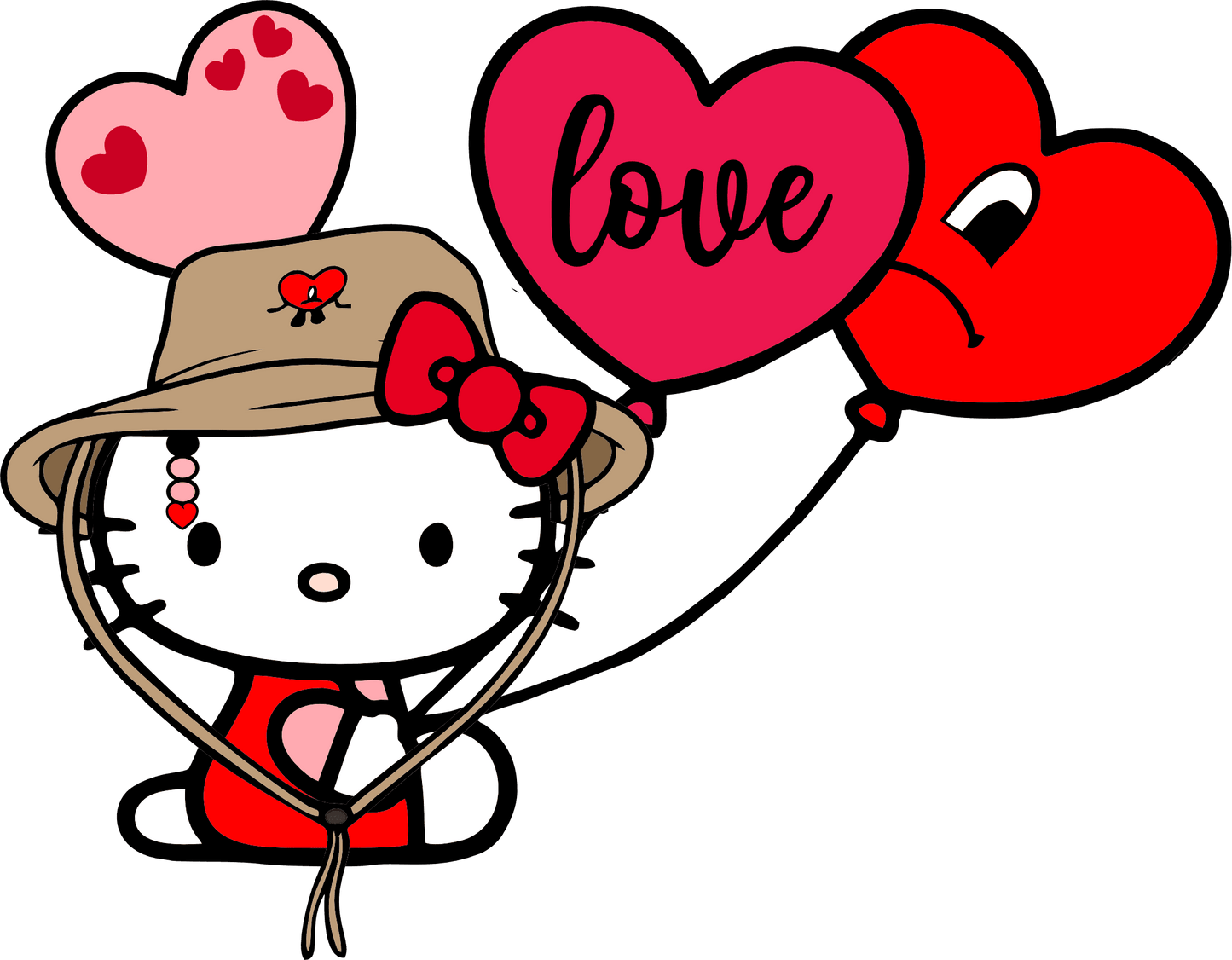 Hello Kitty And Bad Bunny Valentine's Day Love Design - DTF Ready To Press - Heat Press Transfer
