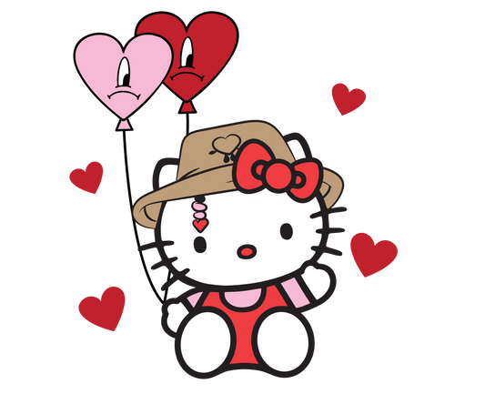 Hello Kitty Bad Bunny Valentine's Day Design - DTF Ready To Press - Heat Press Transfer