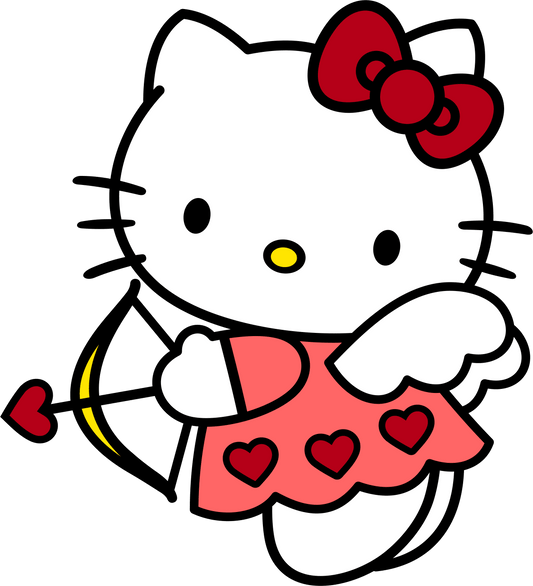 Hello Kitty Cupid Valentine's Day Design - DTF Ready To Press - Heat Press Transfer