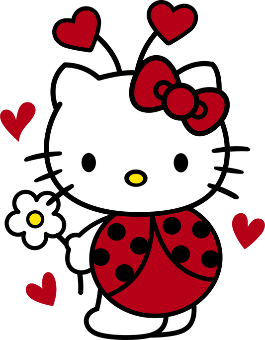 Hello Kitty Ladybird Valentine's Day Design - DTF Ready To Press - Heat Press Transfer